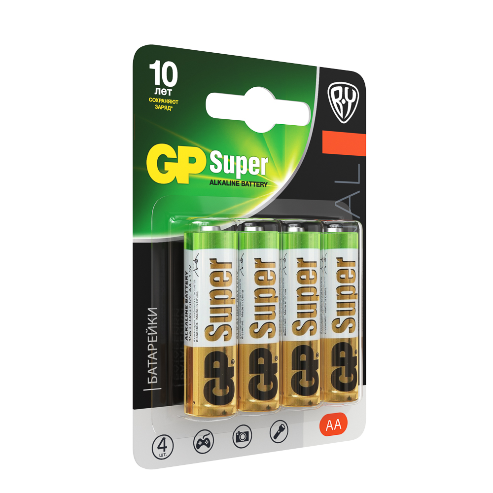 GP Super BY Original Батарейки 4шт, тип АА,15AGM-2CR, BL - #2
