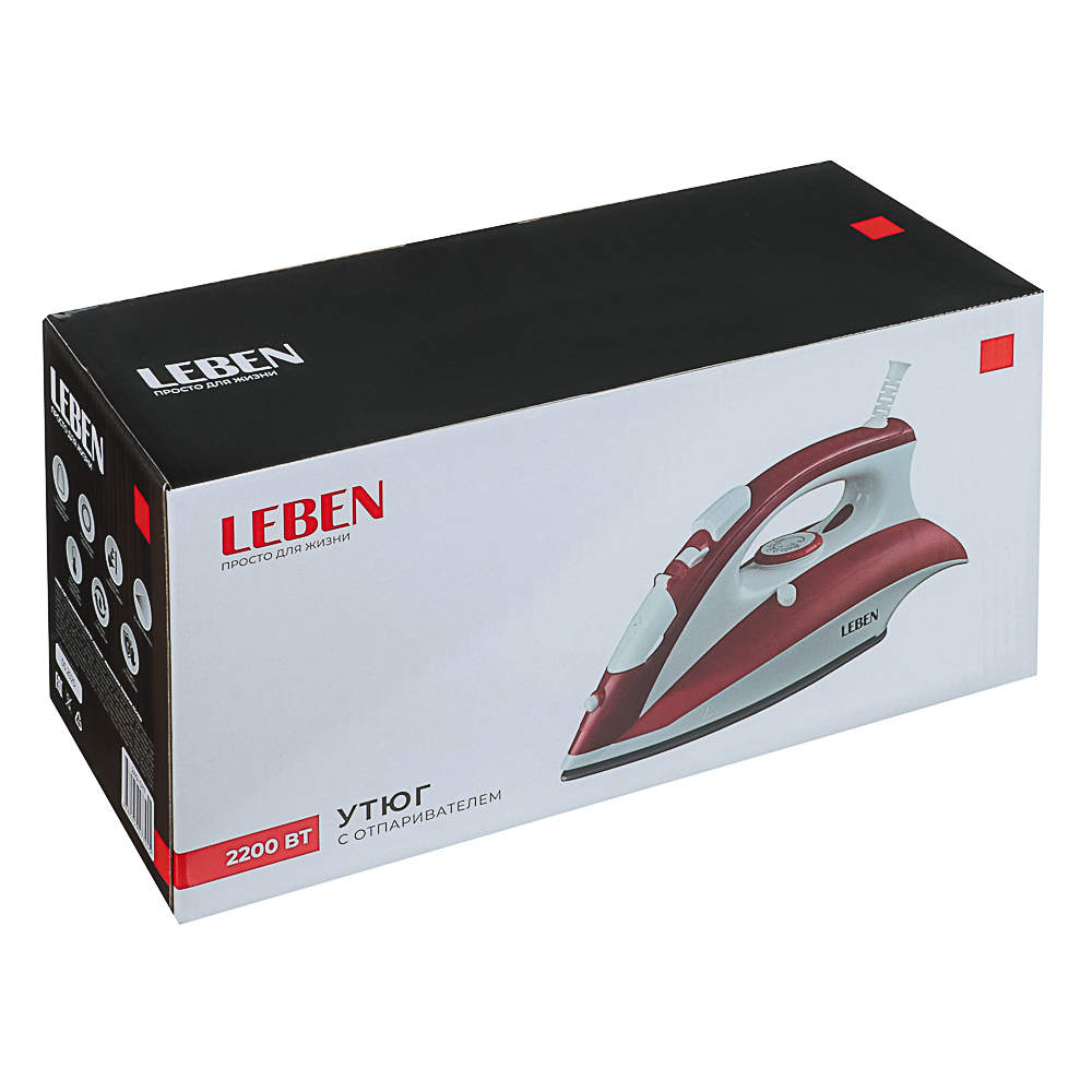 LEBEN Утюг с отпаривателем 2200 Вт, подошва - керамическое покрытие, ES-5198 - #8