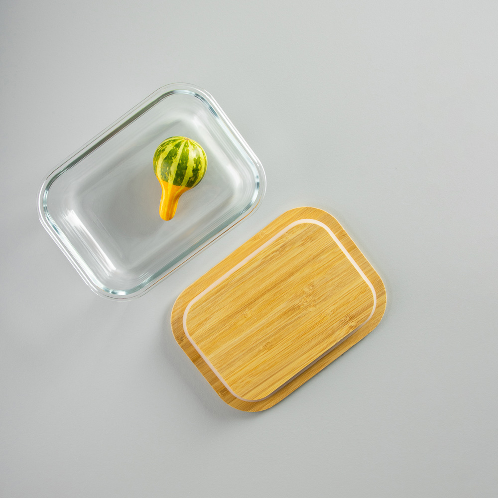 VETTA Контейнер для продуктов 600мл, крышка бамбук, жаропрочное стекло - #11
