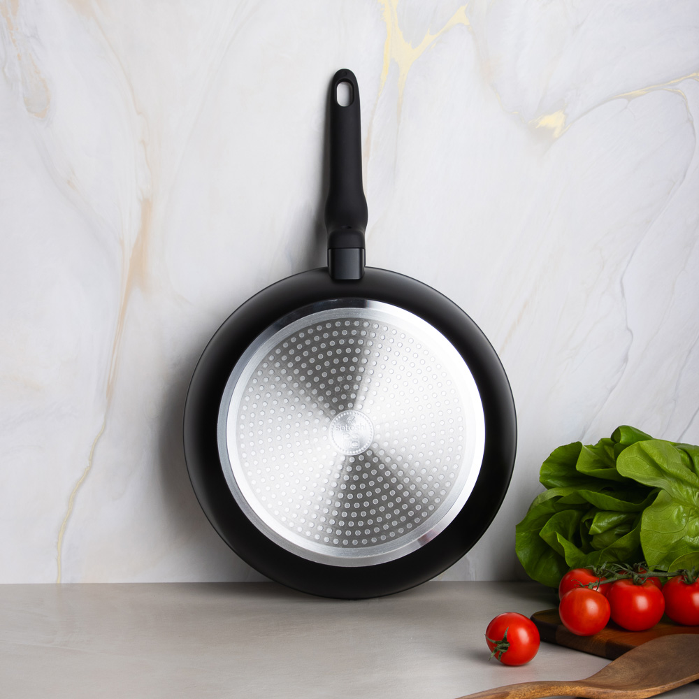 SATOSHI Стоун Сковорода литая с крышкой d28см, антипригарное покрытие мрамор, индукция - #15