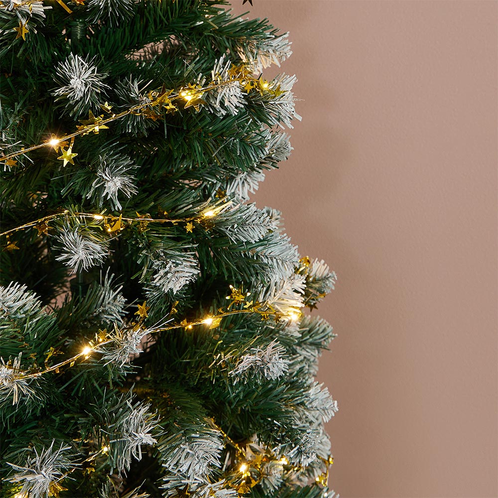 СНОУ БУМ Гирлянда эл. нить росы медь "Золотые звезды", 5м, 50LED, шампань, пост.св., 3хАА - #7