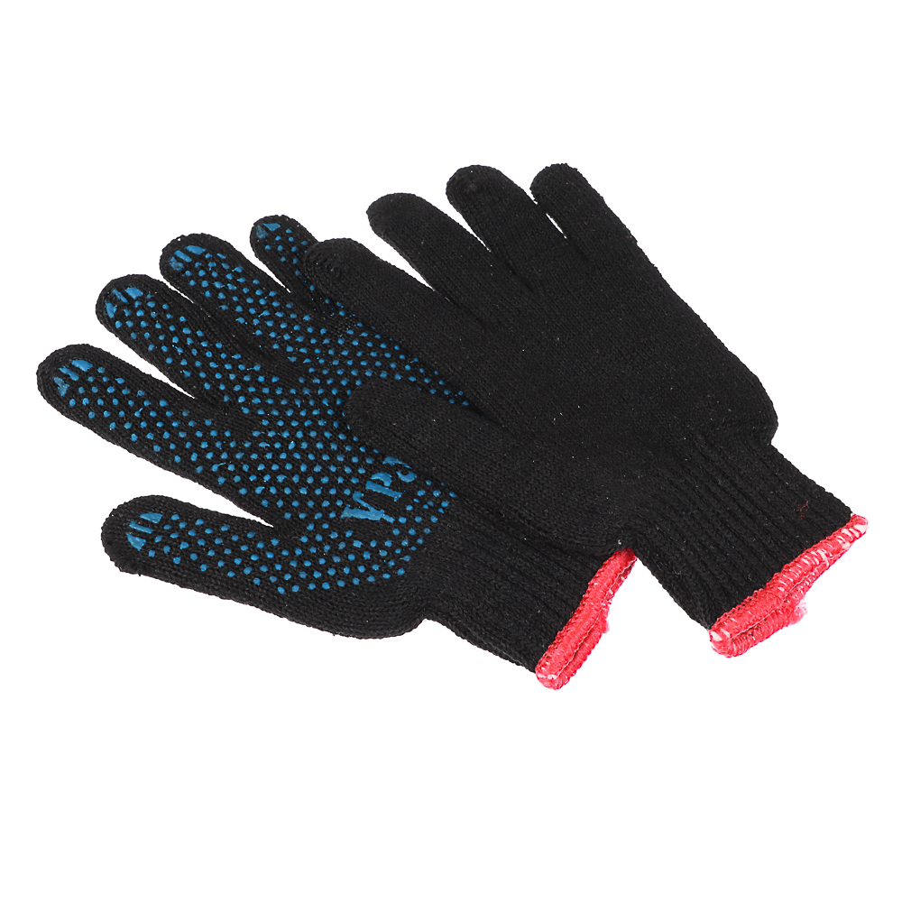 ЕРМАК Перчатки вязаные х/б двойные, зимние, с ПВХ покрытием, 5 нитей, черные, 120гр - #3