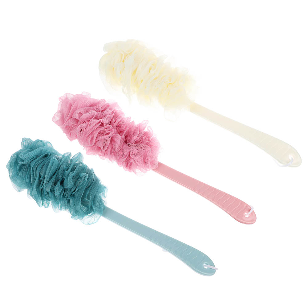 ЮL Мочалка банная с массажным эффектом с ручкой, полиэтилен, пластик, 41,5см, 3 цвета, МС24-05 - #1