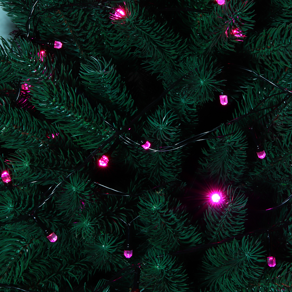 СНОУ БУМ Гирлянда эл. вьюн 10м, 100LED, розовый, 8 режимов, ПВХ черный, 220В - #14