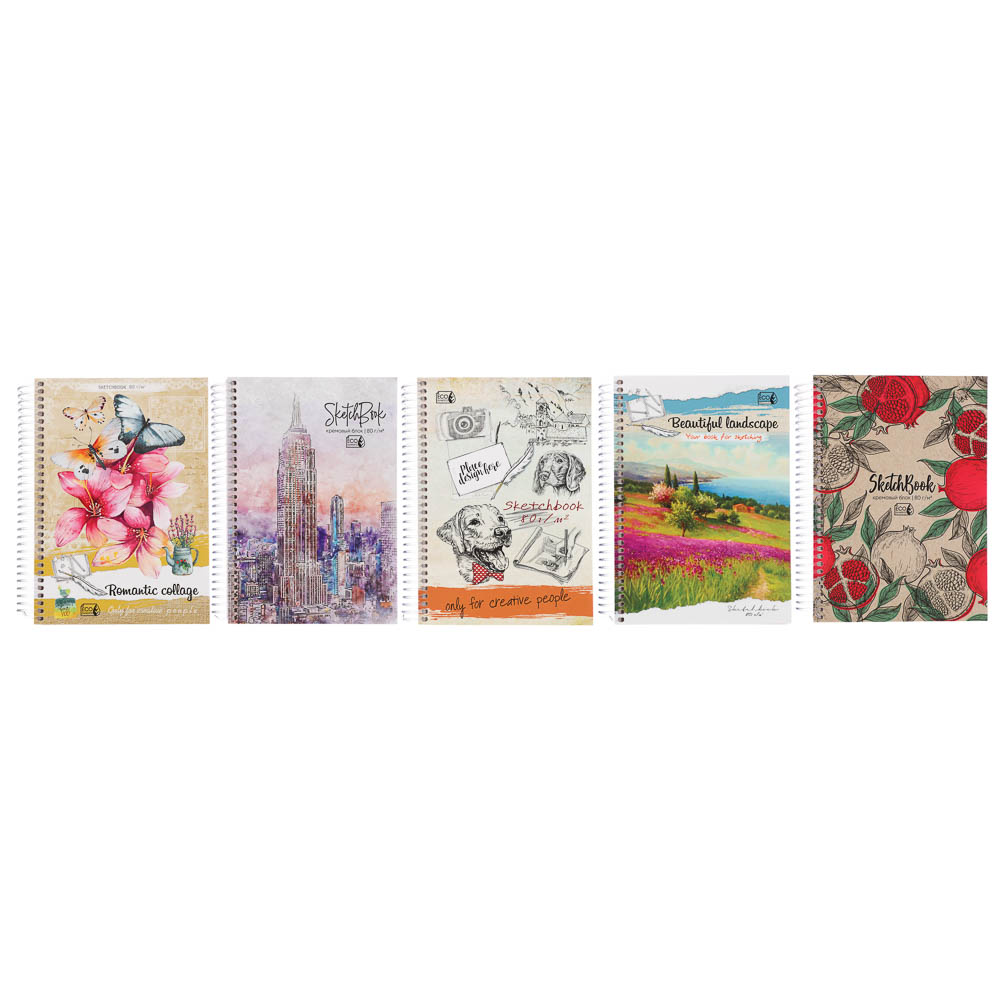 Скетчбук А5 (альбом),7БЦ,ламинация, блок 80-100 г/м2, спираль, в ассортименте - #2