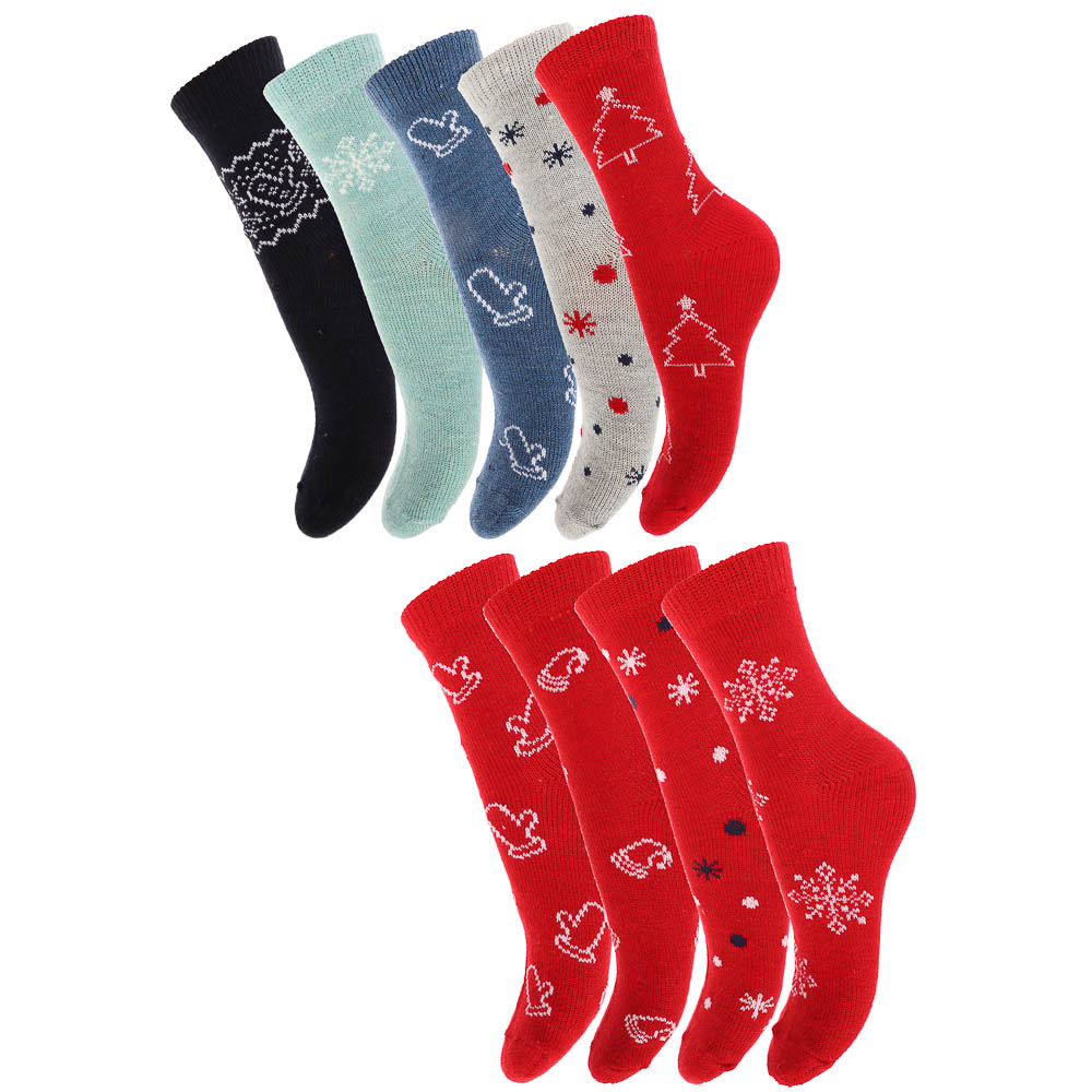 Носки женские с новогодней тематикой, 85% акрил, 14% полиамид, 1% эластан, п. 36-39 - #1