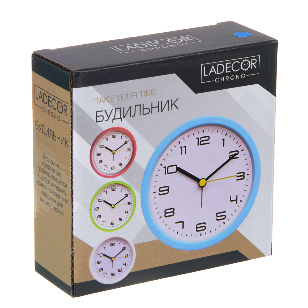 LADECOR CHRONO Будильник с подсветкой, 1*АА, 12x4x12 см, пластик, 4 цвета - #7