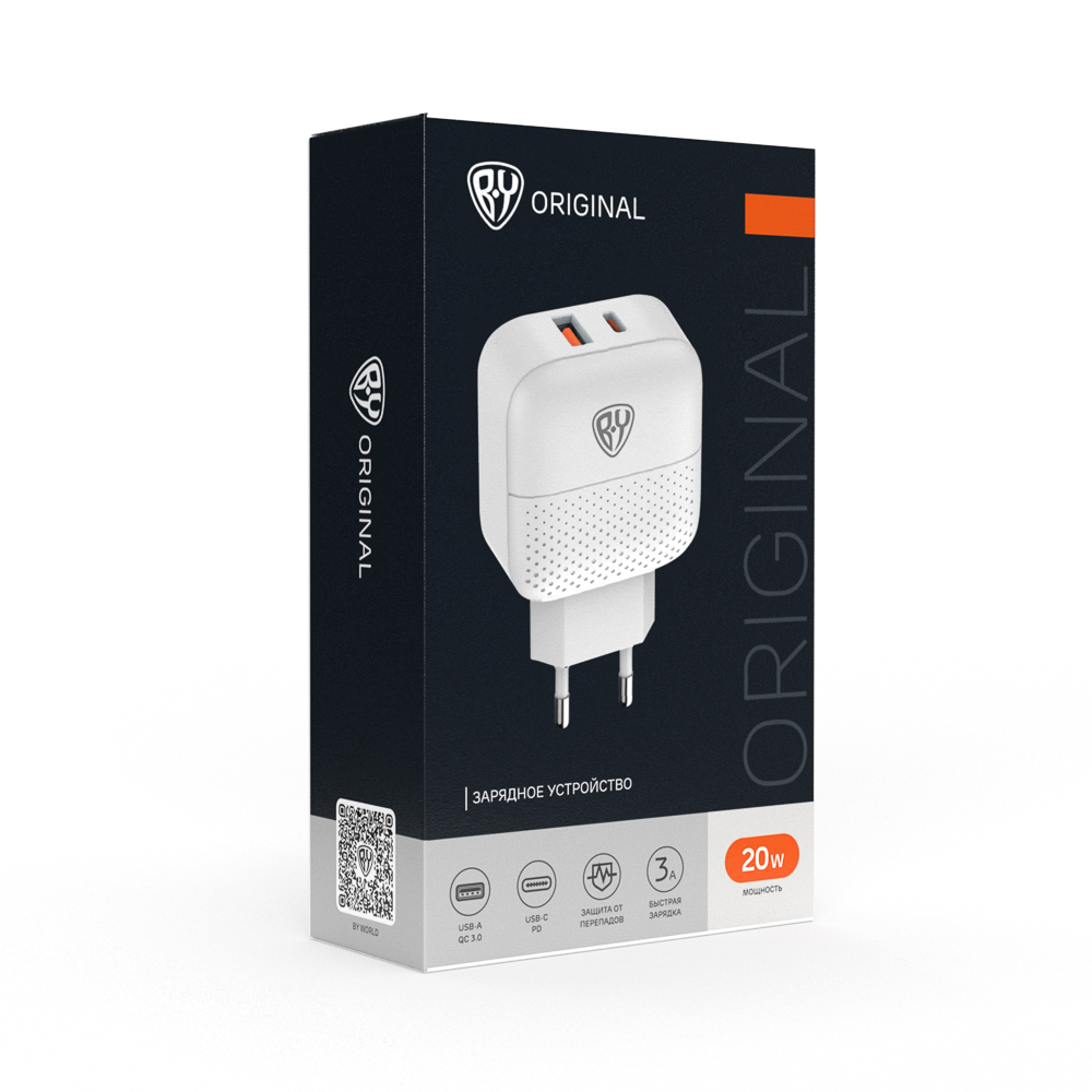 BY Сетевое зарядное устройство Модерн, Быстрая зарядка QC3.0+TYPE-C PD, 20 Вт, белый - #2