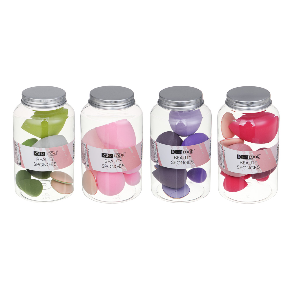 Спонжи косметические тм ЮНИLOOK 8 шт в банке, ПУ, 3-6см, 4 сочетания цветов - #13
