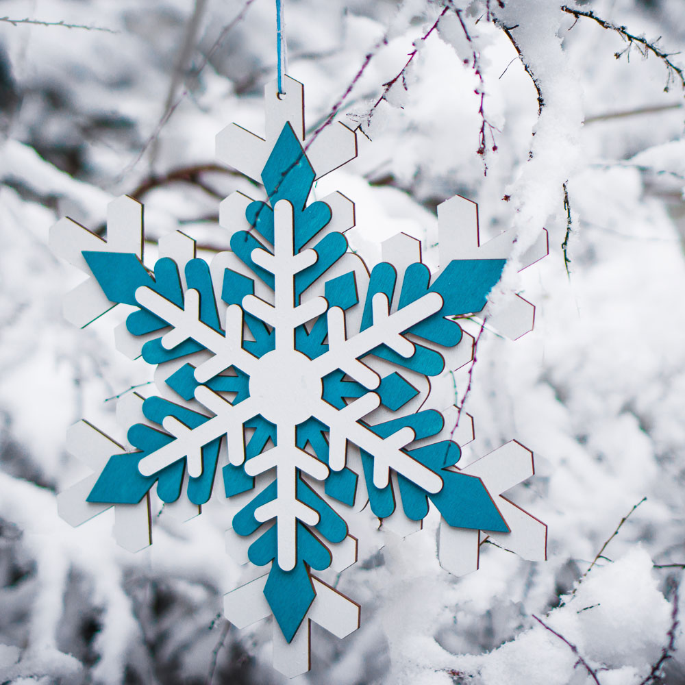 СНОУ БУМ Сувенир подвеска в виде снежинки, 23 см, дерево, 2 дизайна - #6