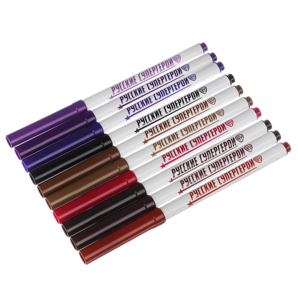 BY Русские Супергерои Фломастеры, 50цветов, большие, смываемые, пласт.бокс - подставка - #8