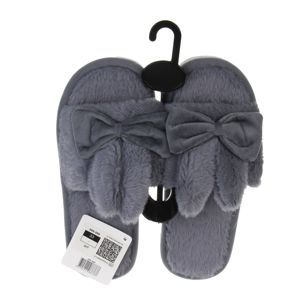 Обувь домашняя с ушками, размер 38-39, цвет серый, #5 - #6