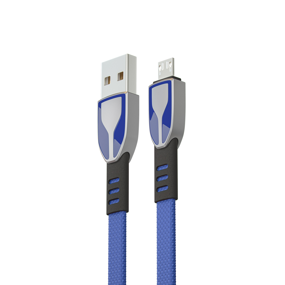 BY Кабель для зарядки Графика Micro USB, 1м, Быстрая зарядка QC3.0, штекер металл, синий - #3