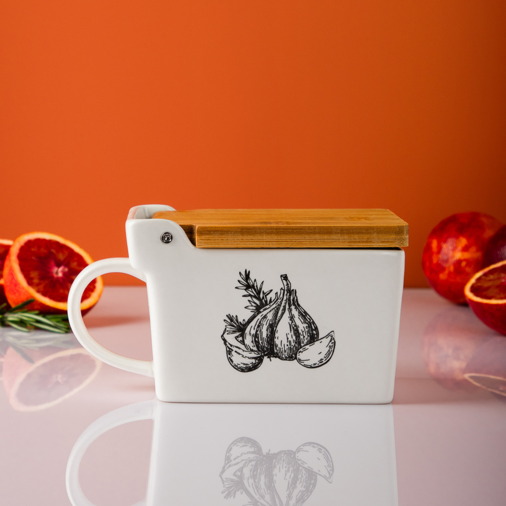 MILLIMI Китчен Банка для соли, 300мл, 15,5х9х7,5см, керамика, бамбук - #11