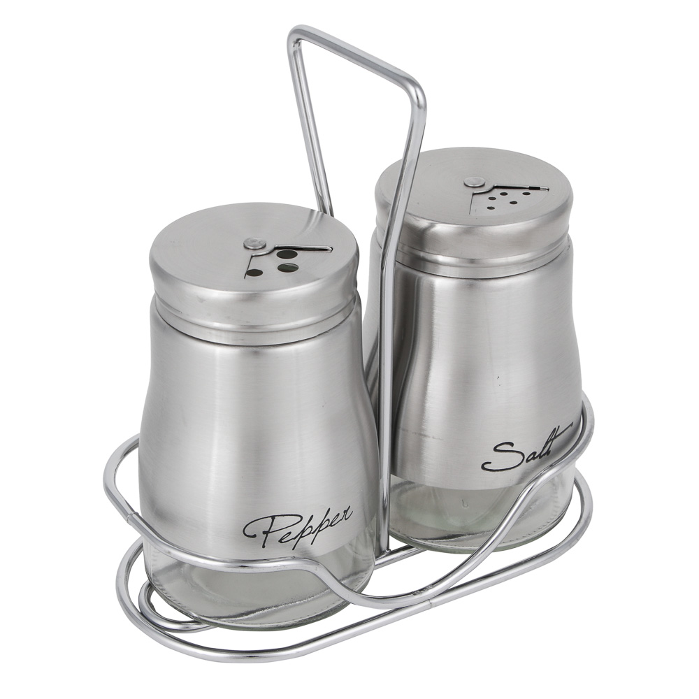 VETTA Набор солонок 2шт с подставкой "Классик" , нерж.сталь, стекло - #1