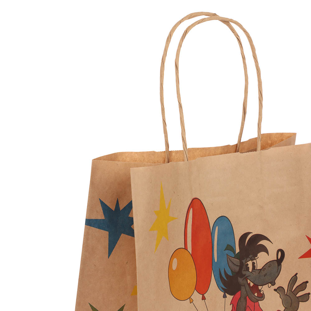 Пакет подарочный с кручеными ручками 24х14х30см, "Ну, погоди! С Днём Рождения", в ассортименте - #8