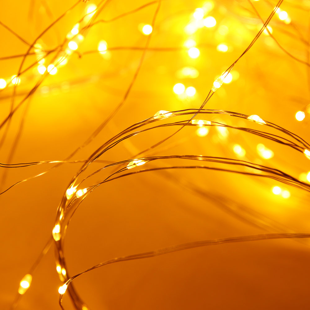 СНОУ БУМ Гирлянда эл. занавес нить росы 3х3м, 300 LED, 10 нитей, шампань, 8 реж, USB, пульт - #1