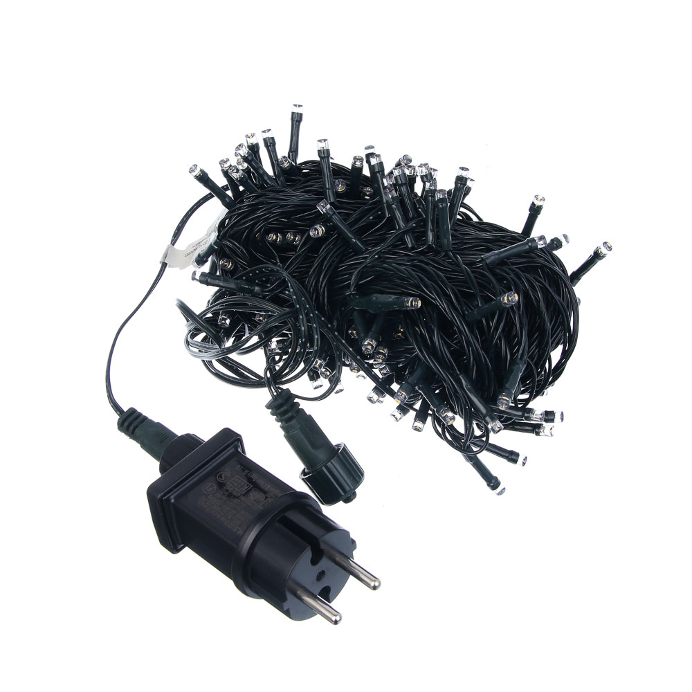 СНОУ БУМ Гирлянда эл. вьюн, 20м, 160LED, шампань, пост.св., ПВХ зел, коннект, 220В - #2