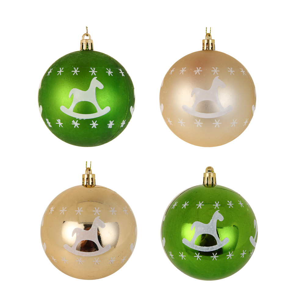 СНОУ БУМ Набор шаров 8 см, 4 шт, пластик, глиттер, 26-163 - #1