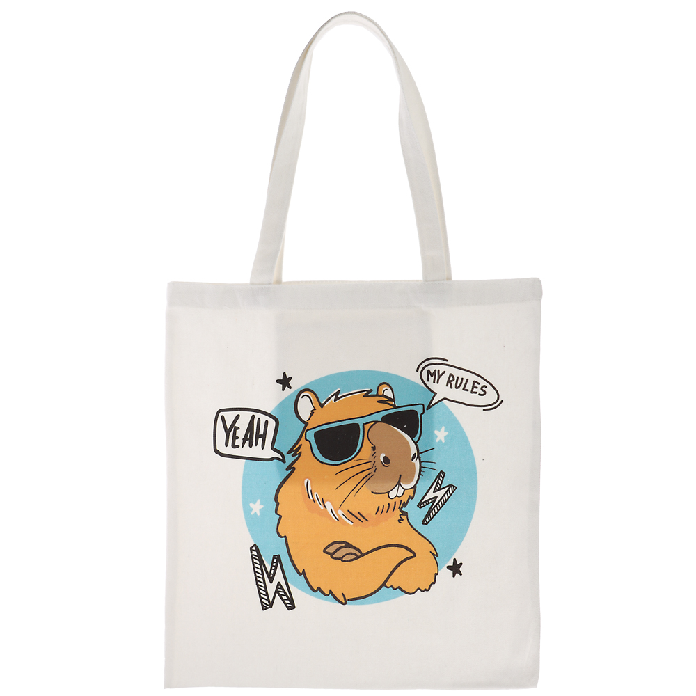 Сумка-шоппер, "Панды/Капибары", 38x42см, длина ручек 58 см, внутр. карман, полиэстер, 6 дизайнов - #2