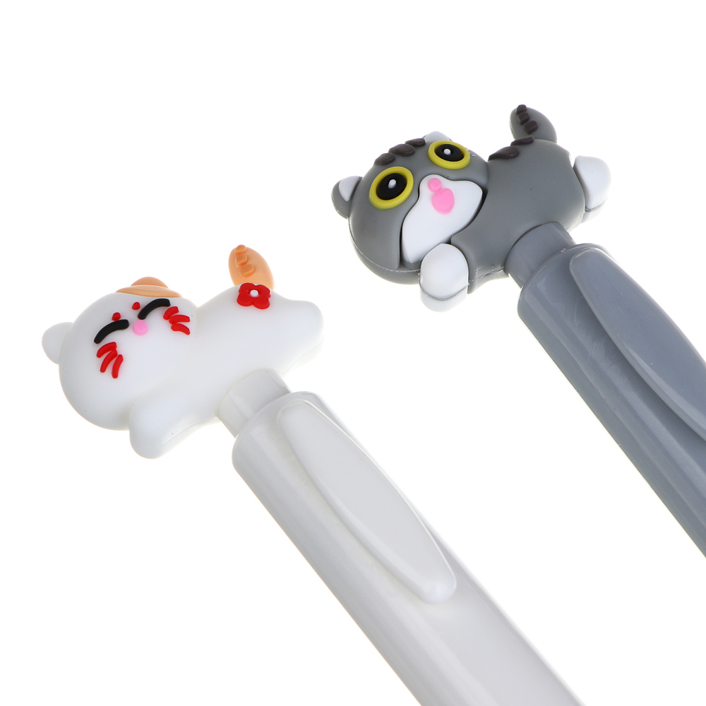 Ручка шариковая автоматическая синяя, "Жми на хвостик котика", 2 дизайна - #5