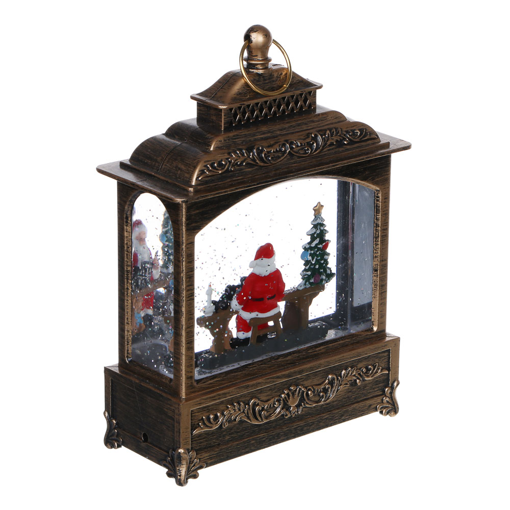 СНОУ БУМ Светильник декор.LED в виде фонаря со снегом, 14х6х21см,HIPS,PVC,вода,3хAAA/USB,2реж.,4диз. - #4