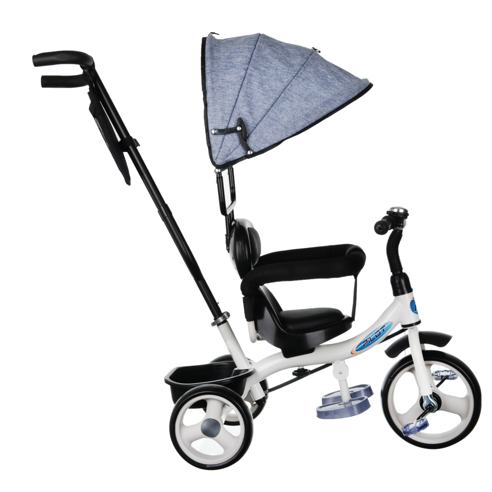 Велосипед детский трехколесный 10"/8" с ручным управлением, серый - #2
