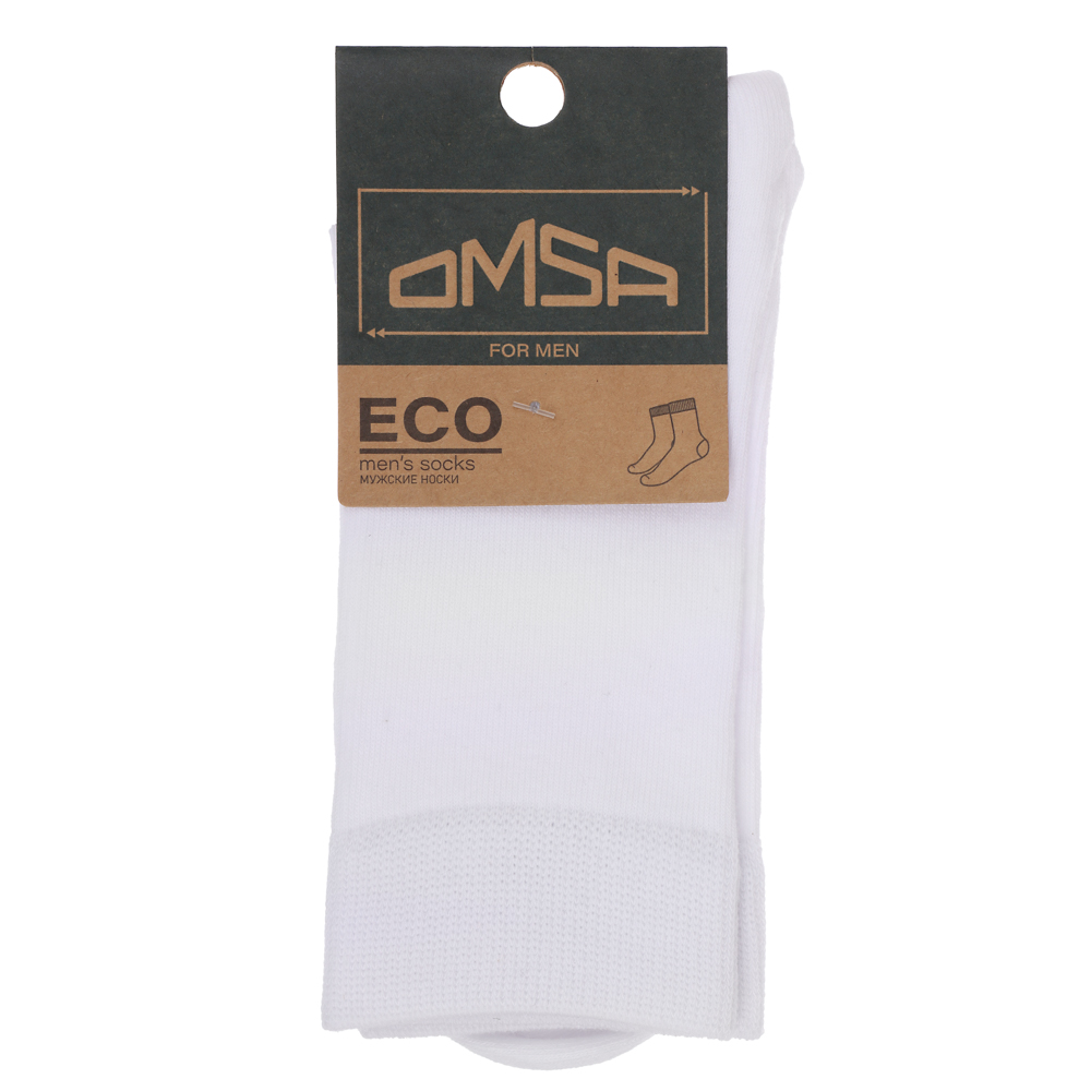 OMSA ECO 403 Носки мужские высокие, р.42-44, 80% хлопок, 15% полиамид, 5% эластан, белый - #4