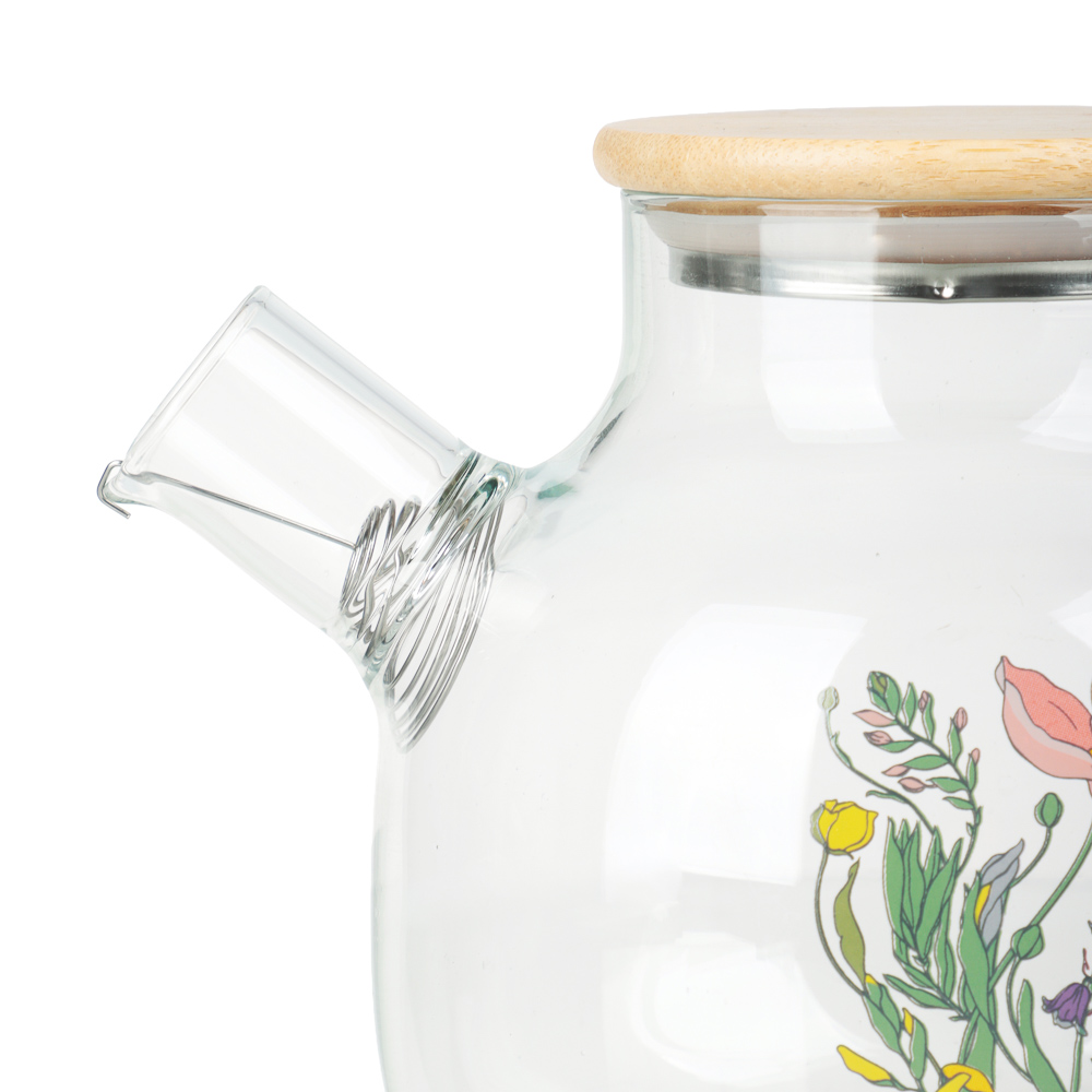 Чайник заварочный с металлическим фильтром тм SATOSHI Ботаника 1000мл, стекло - #3