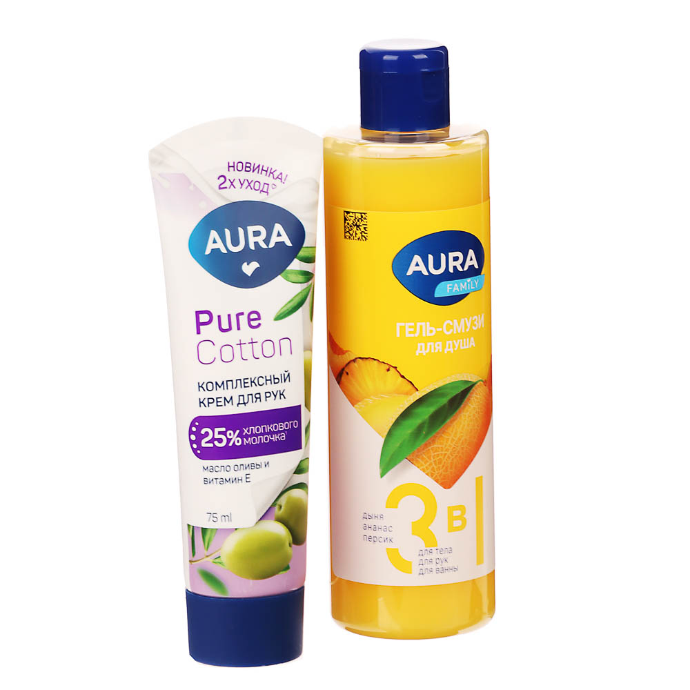 Подарочный набор женский AURA: Гель-смузи д/душа 3в1, 250мл+Крем д/рук Комплексный, 75мл - #2