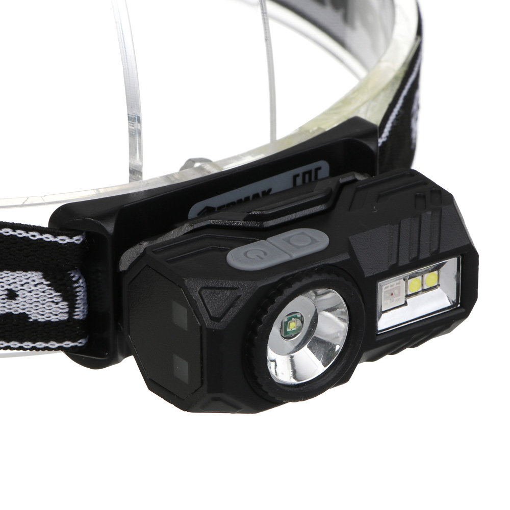 Фонарь налобный тм ЕРМАК,сенсорный,крепление,XPE LED+3LED,9 режимов,500мАч,64х45х34 мм,красный свет - #5