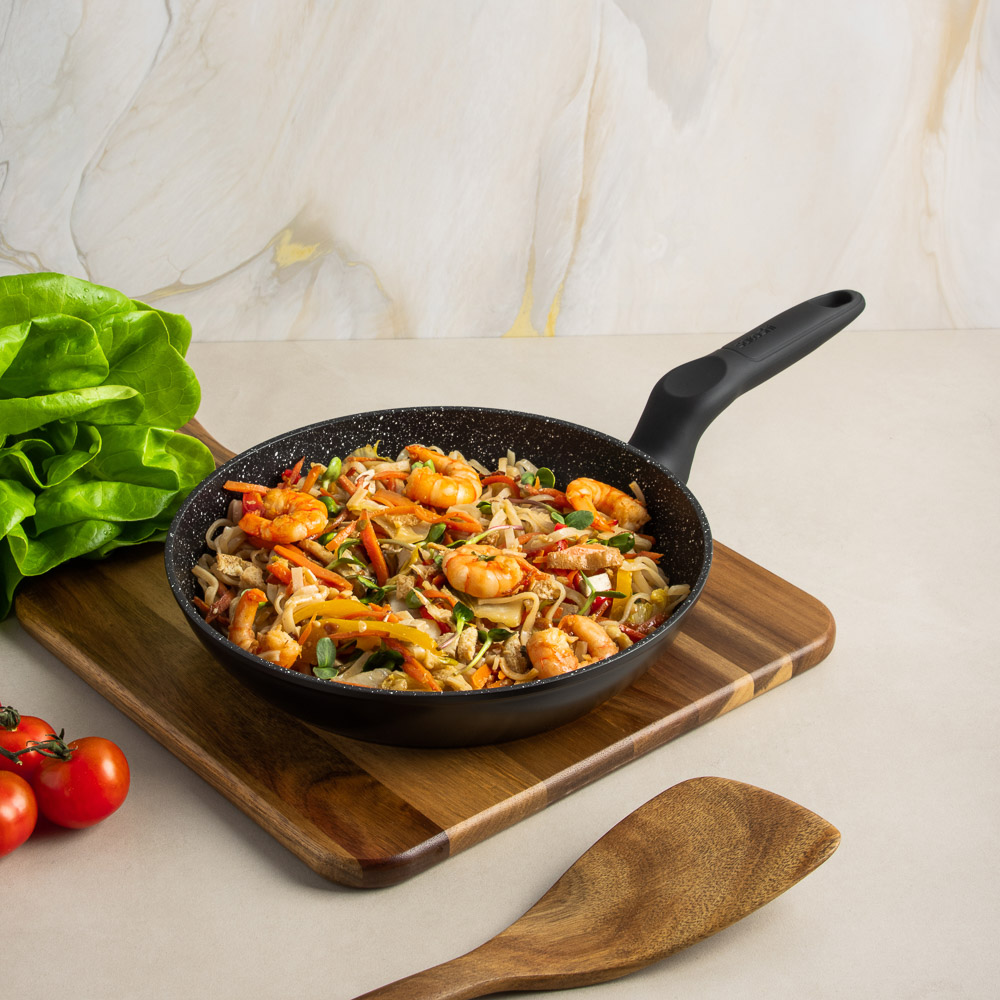 SATOSHI Стоун Набор сковород литых 3пр., d20, 24, 28см, антипригарное покрытие Мрамор - #12