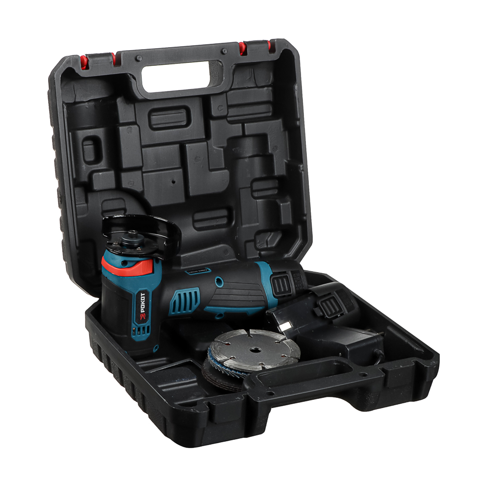 РОКОТ Аккумуляторная мини УШМ 12в, 2акб, пластиковый кейс, зарядное устройство, 7 дисков в компл. - #15