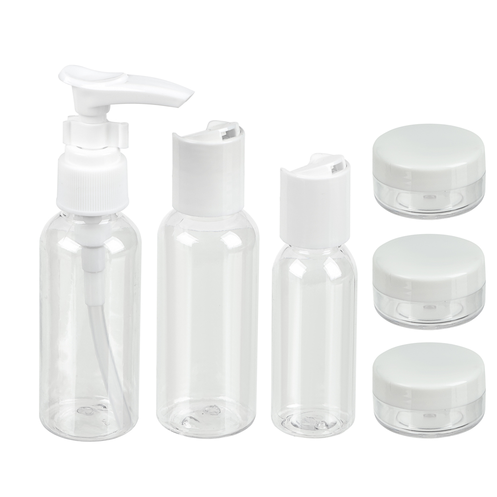 Набор для косметики дорожный 6 предметов (2 шт–50мл,1 шт–30мл, 3 шт–10гр) тм ЮНИLOOK, пластик, 2 цв. - #15