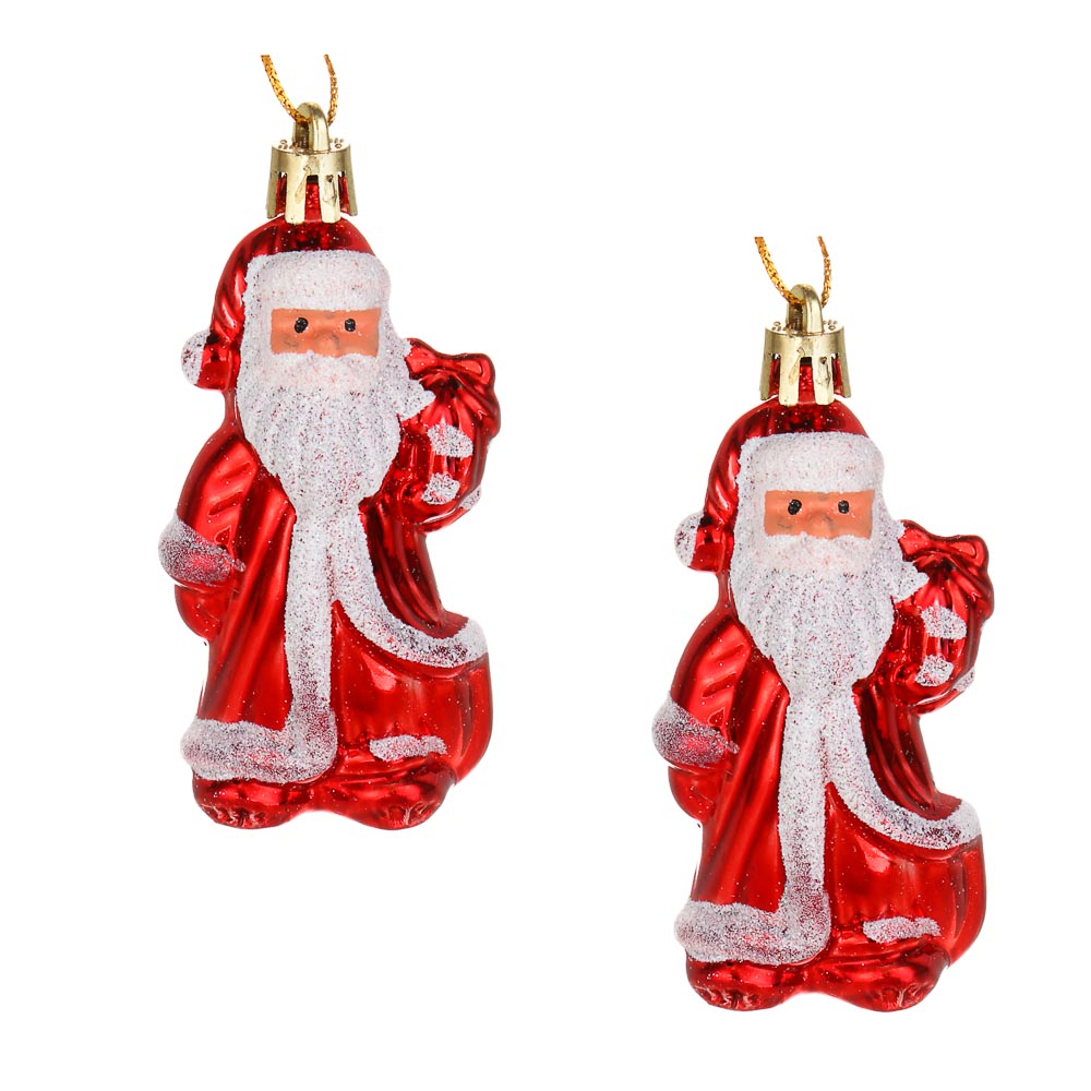 СНОУ БУМ Набор декоративных украшений "Дед Мороз" 2шт, 4x3x9см, пластик - #1