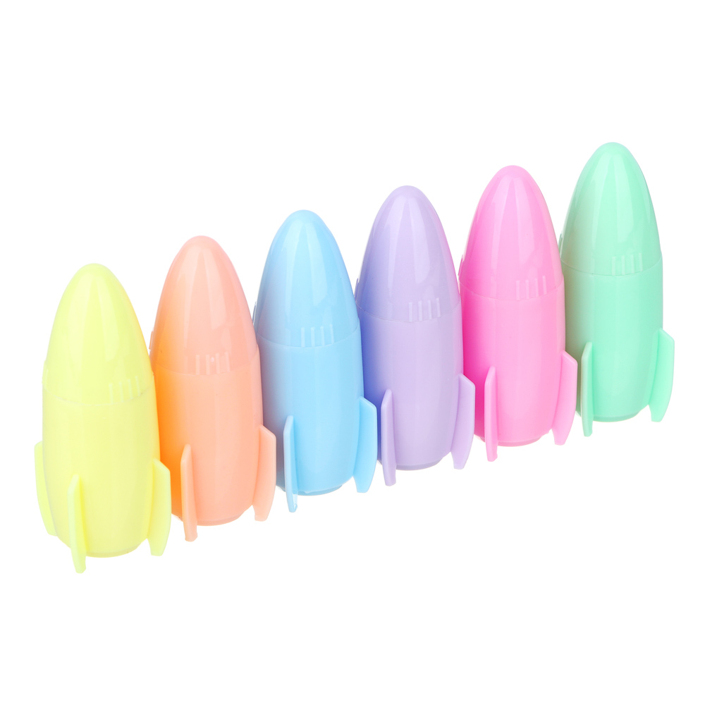 Маркер-выделитель в форме ракеты, пластик, 6х2,2 см, 6 цветов - #1