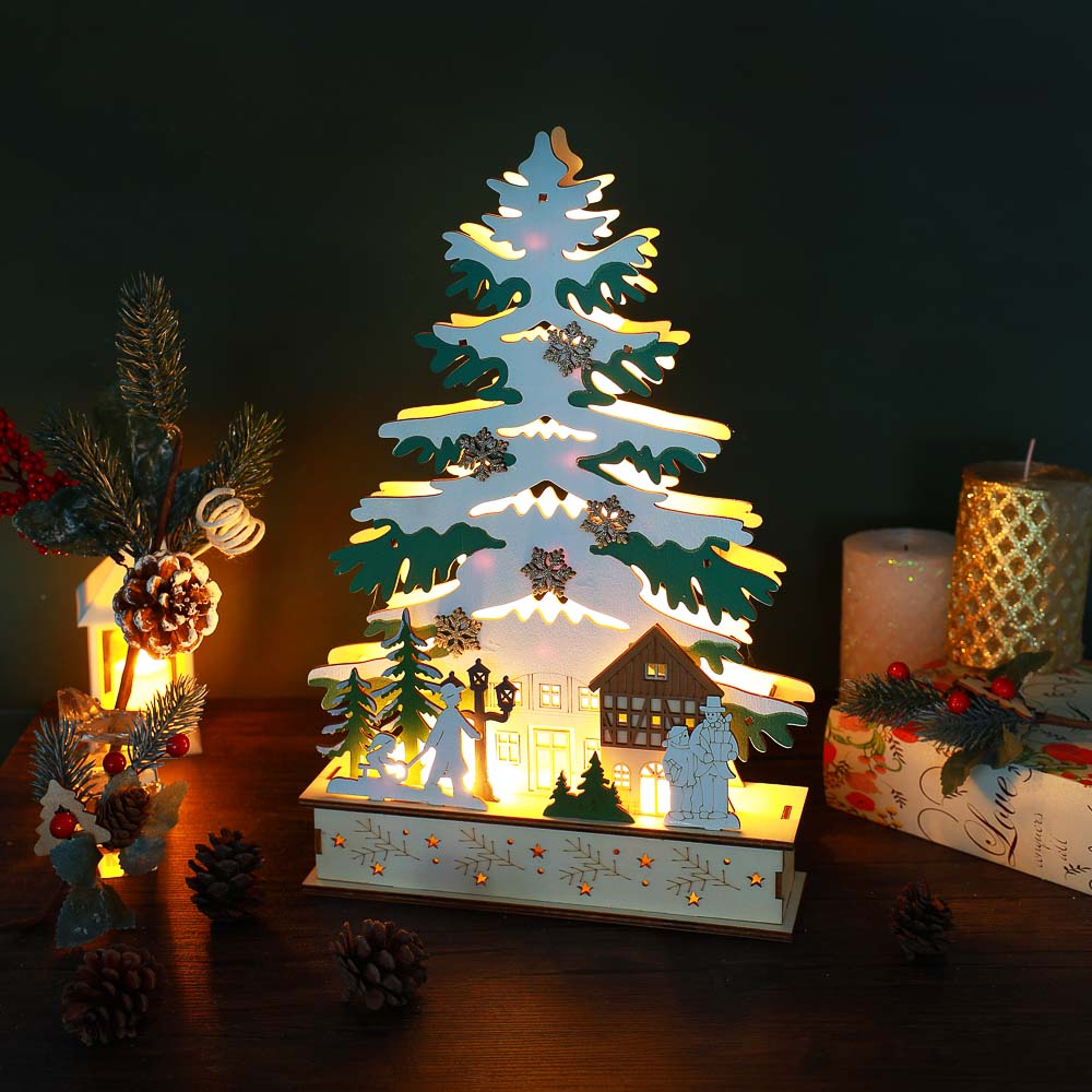 СНОУ БУМ Сувенир в виде елки с LED подсветкой, 22x34x6 см, дерево - #1