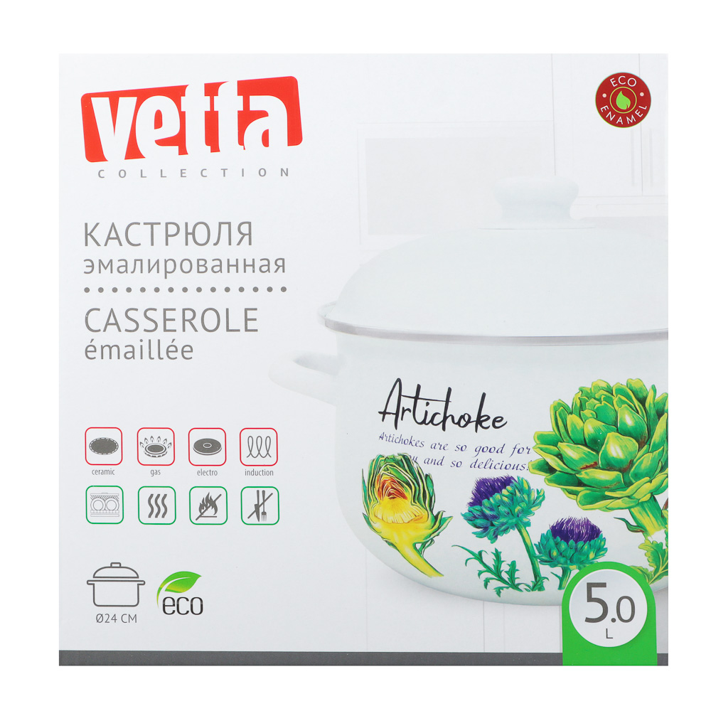 VETTA Артишок Кастрюля эмалированная, 24см, 5,0л, индукция - #6