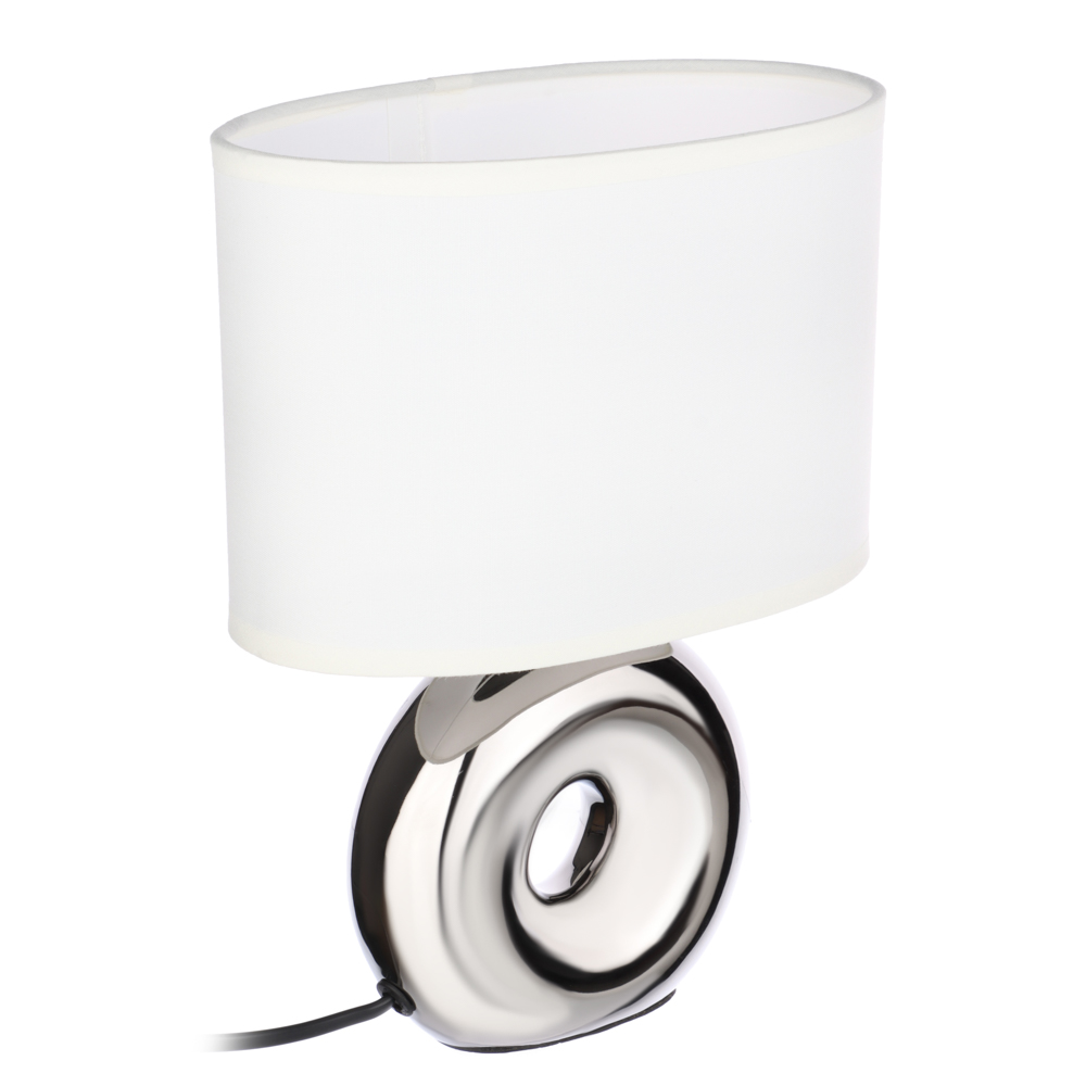 BY Светильник переносной настольный Осло, 25см, Е14, 40Вт, 230В,керамика,текстиль,белый/серебристый - #3