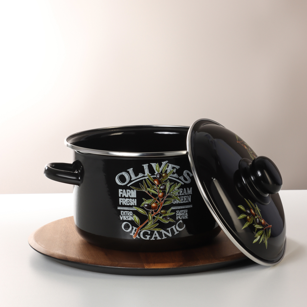 Ветка оливы Кастрюля эмалированная 3л - #6