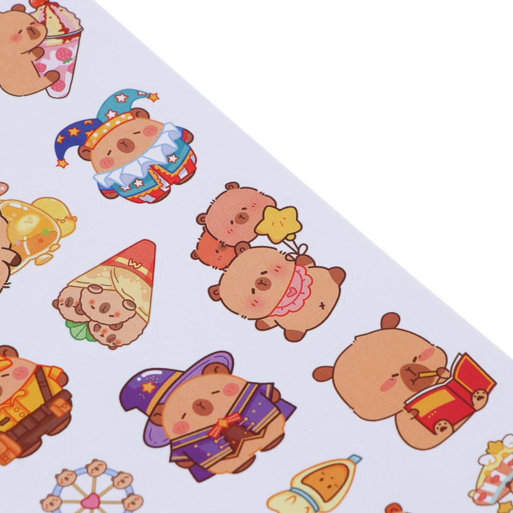 Записная книжка "Капибара" 7х26см, с наклейками и брелоком, PET, бумага, 4 дизайна, шоу-бокс - #9