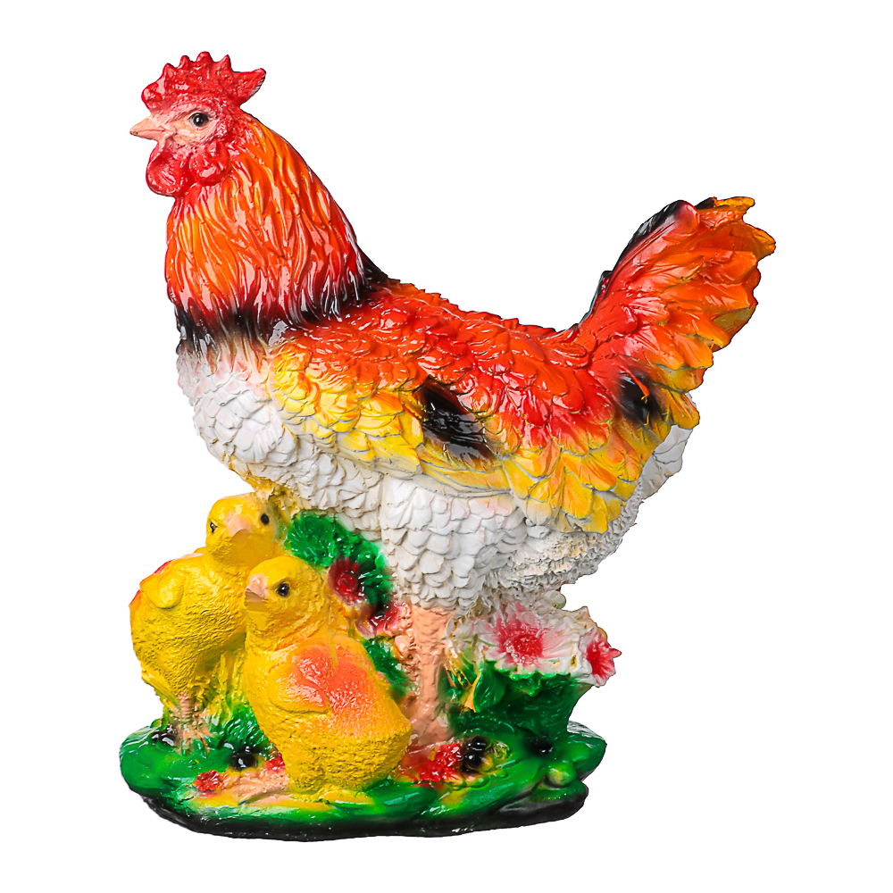 Фигура садовая Курица с цыплятами 33х30см гипс - #3