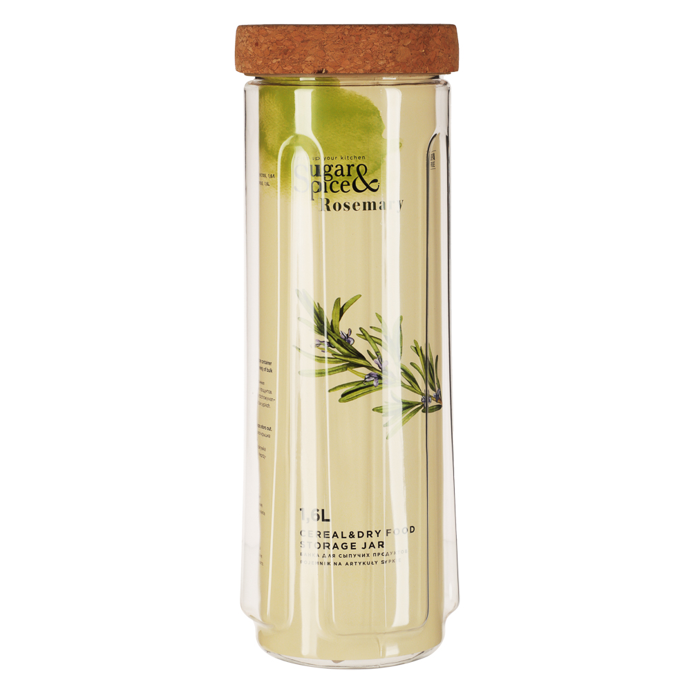 Банка для сыпучих продуктов Sugar&Spice Rosemary 1,6л, пластик, пробковая крышка - #3