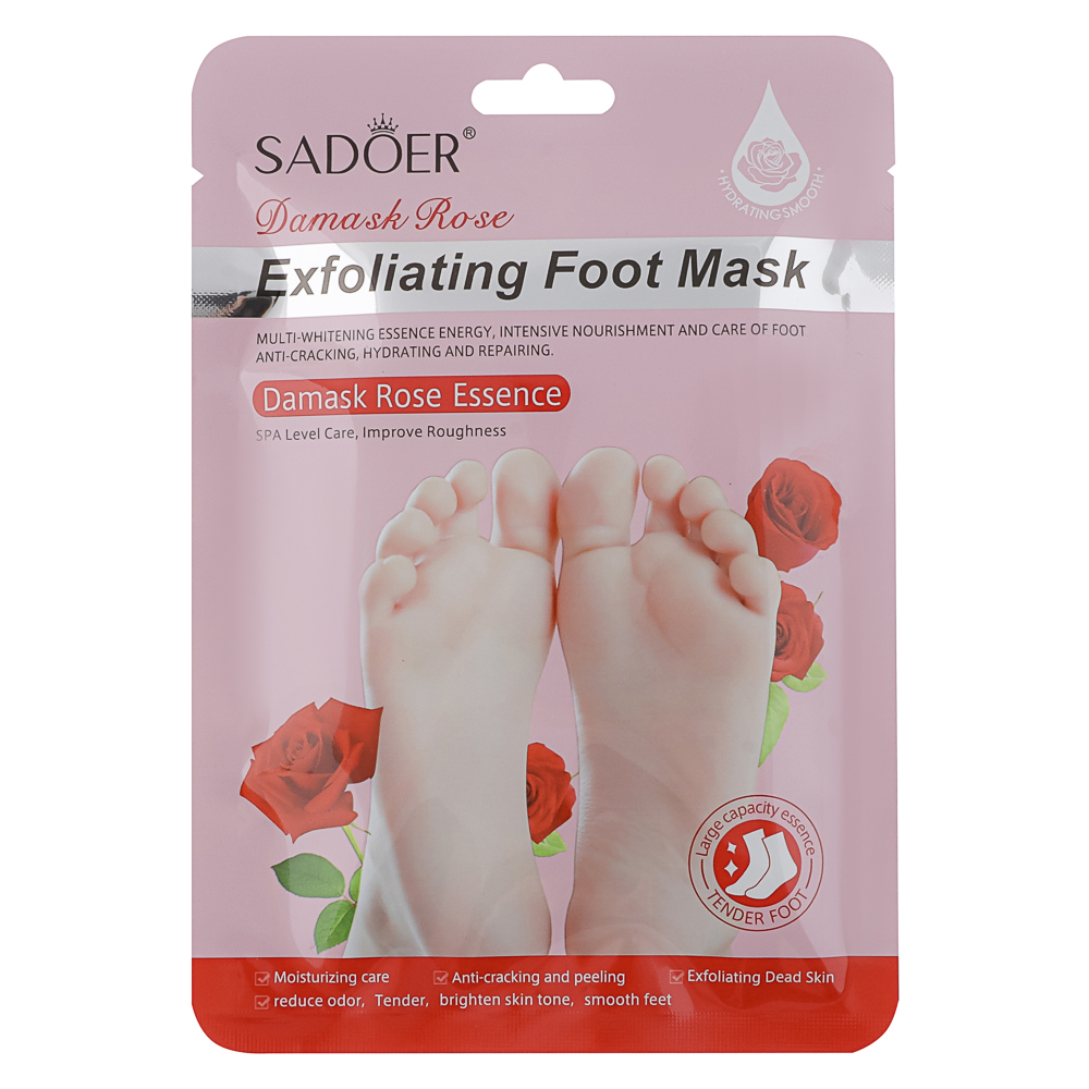 Маска носочки для ног отшелушивающая с дамасской розой тм Sadoer 1 пара, 35гр - #1