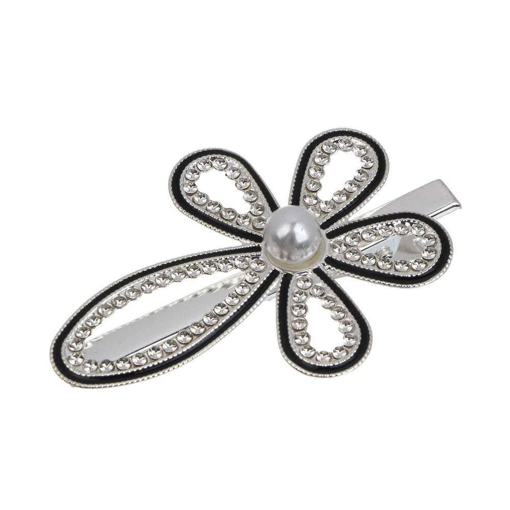 Зажим для волос со стразами 2шт, тм ЮНИLOOK, 6-7 см, металл, 6 дизайнов, #13 - #3