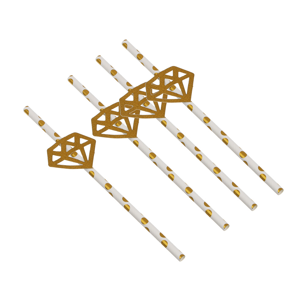 Набор трубочек для напитков "Бриллиант" тм Fntastic, 4 шт, бумага, глиттер - #1