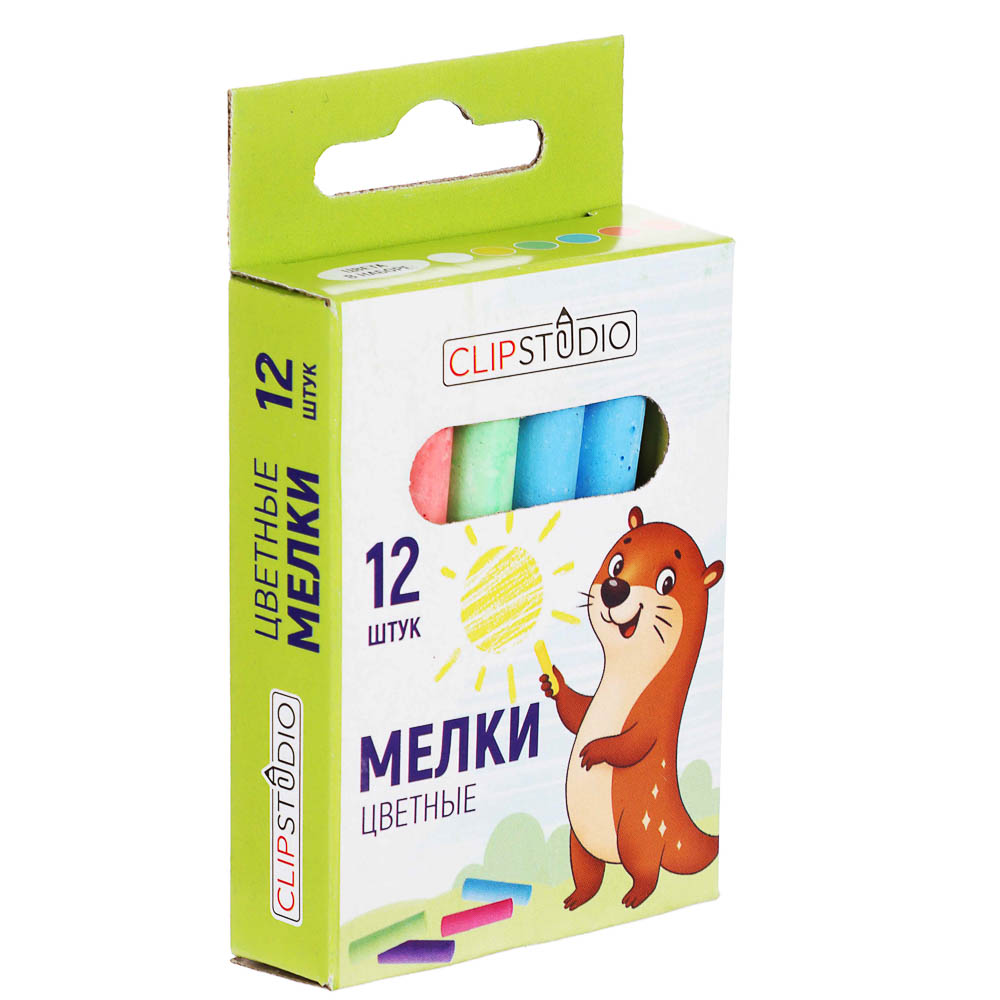 Мелки школьные 6цв. ClipStudio 12 шт в картонной коробке с подвесом - #1