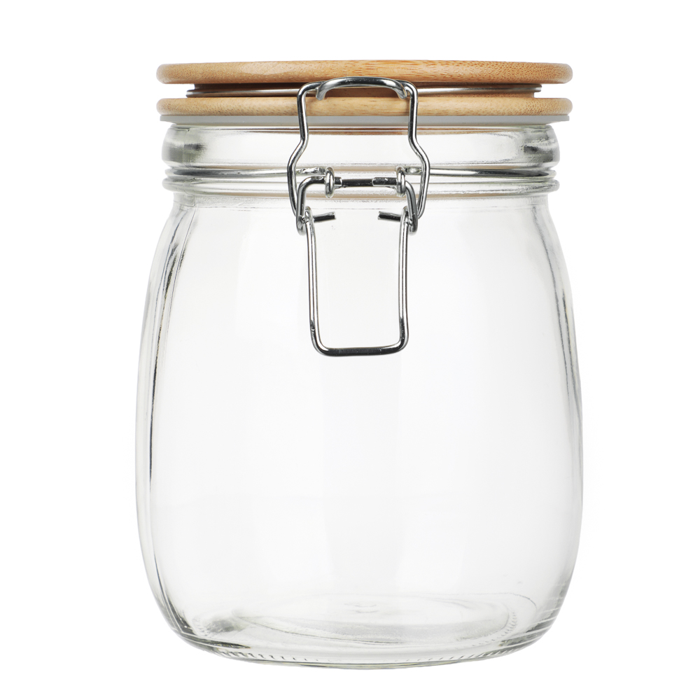Банка для сыпучих продуктов 750мл 11x14,5см, стекло, крышка бамбук - #3