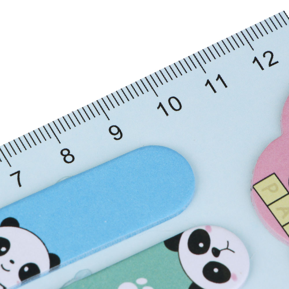 Закладки с клеевым краем фигурные, линейка 16см, 6,7х21,5см, 15 листов, 4 дизайна, Панда - #4