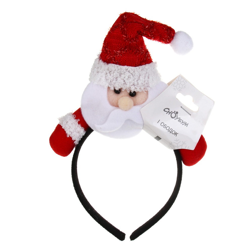 СНОУ БУМ Ободок новогодний, диаметр 12см, полиэстер, пластик, 3 дизайна - #6